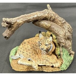 Franklin Mint Lynx Sculpture Wildlife Trust 1987 Brown Iberian Lynx Figurine
